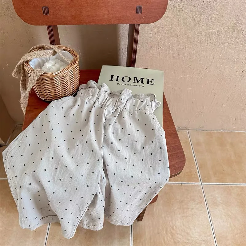儿童韩版波点棉质裤子2025春秋新品女童宝宝直筒洋气长裤潮