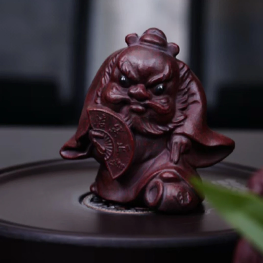 宜兴原矿紫砂全手工制作摆件狮子中式茶宠钟馗工艺品把玩