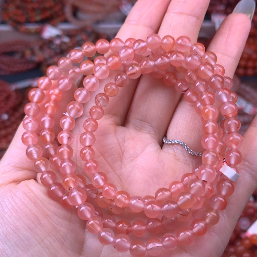 未镶嵌手链南红玛瑙16号蜜桃粉卡5.8