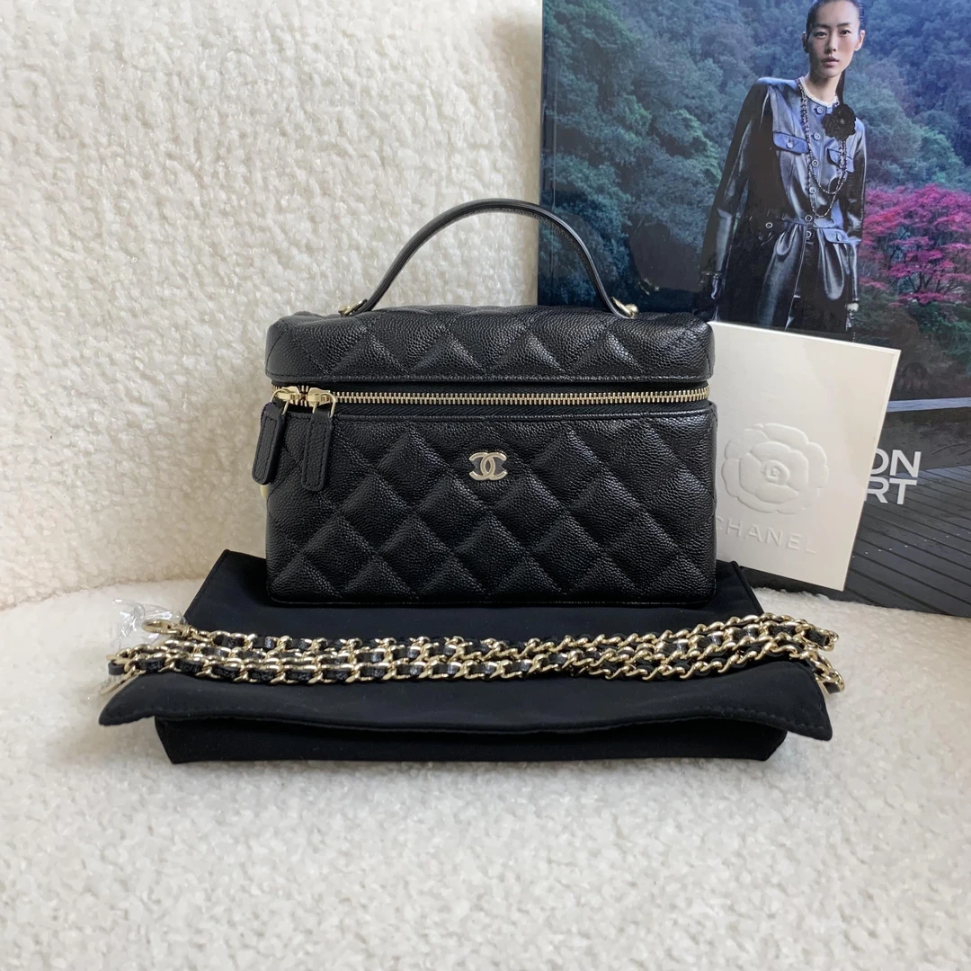 99新 Chanel/香奈儿 壹臻/黑金荔枝牛lp饭盒包45251060