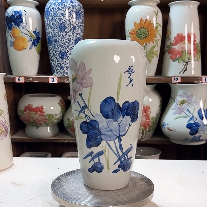 瓶大萝卜青花荷花新款陶瓷陶瓷