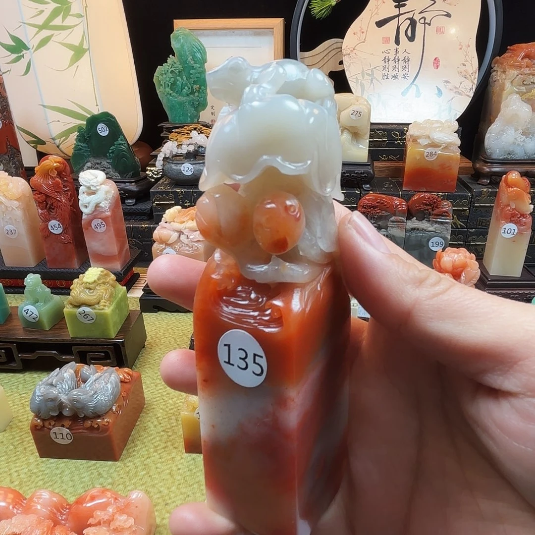 印石寿山石荷花青蛙8