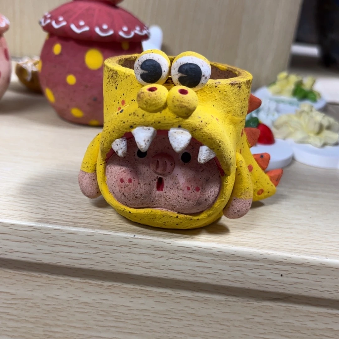 泥塑古镇炻陶花盆