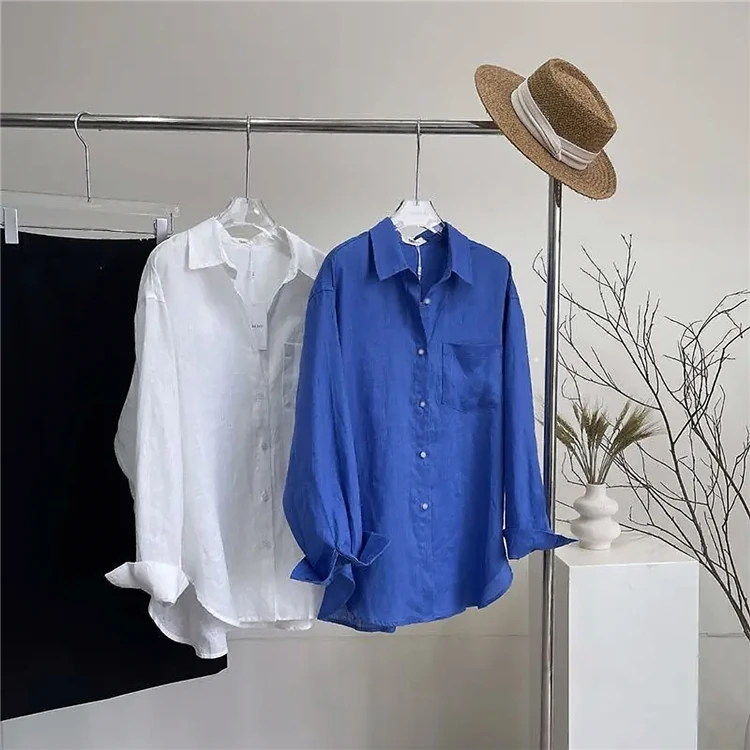 秋季新款气质长袖衬衫上衣气质廓形落肩宽松森系开衫显瘦时尚