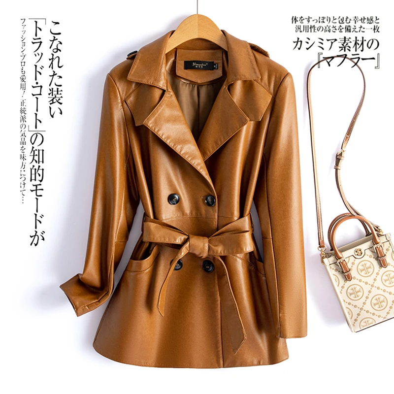 【诺哥专属】海宁真皮皮衣女中长款韩版秋冬新款显瘦皮夹克外套836