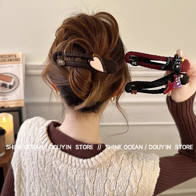 双海早春可爱网红修狗盘发鸭嘴夹高级感气质时尚甜美简约百搭发夹