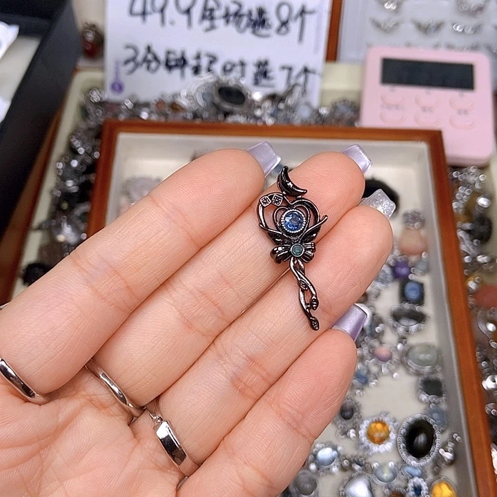 紫晶耳饰银S925镶嵌盒子