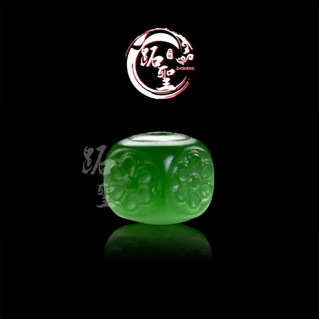 8MM绿猫眼石格桑花方珠单珠文玩椰蒂手串手链配饰配珠顶珠散珠