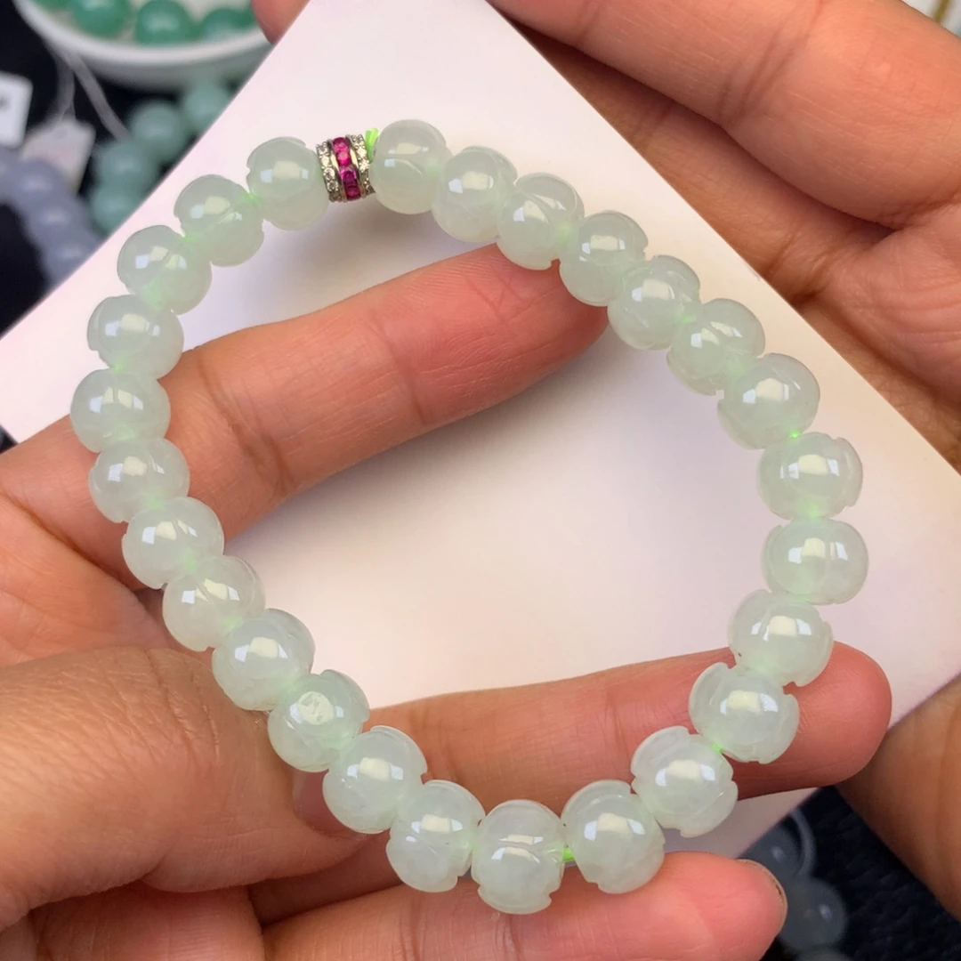 翡翠未镶嵌颈饰天然缅甸翡翠A货莲花手串