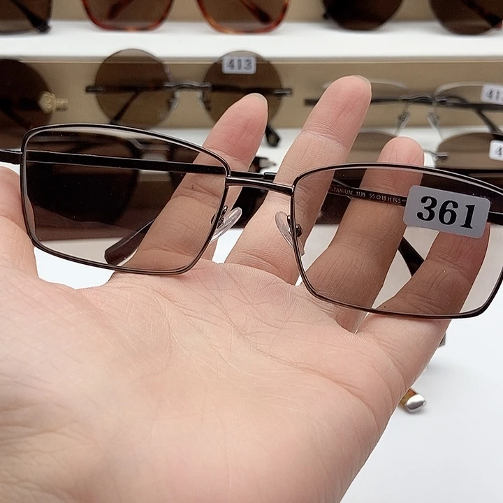 牛***设全框水晶老花镜茶色商务