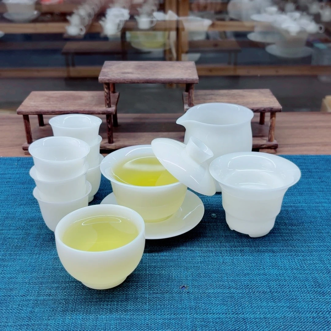 璞玉冰种玉瓷茶具