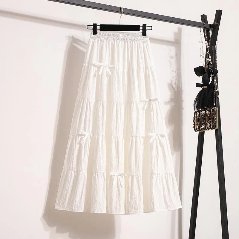 蝴蝶结半身裙女2025春夏新款显瘦气质百搭蛋糕裙半裙大摆伞裙裙子