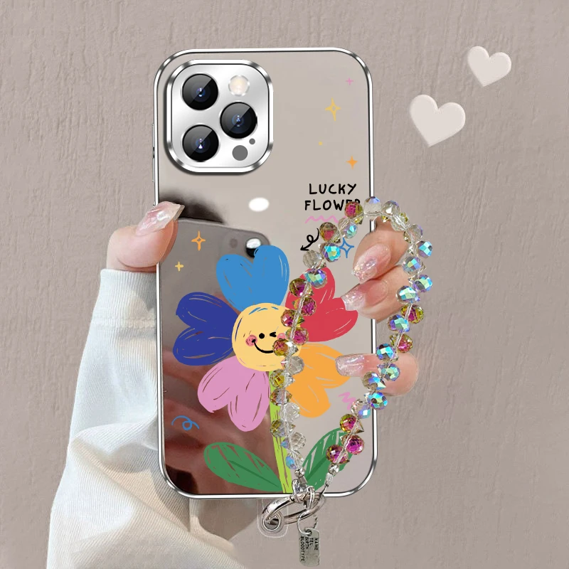 【适用苹果/华为/荣耀/OPPO/VIVO/小米】彩色幸运花电镀镜面手机壳