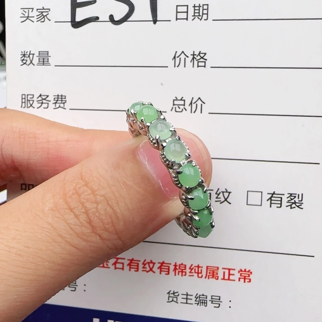 翡翠戒指银S925镶嵌戒指