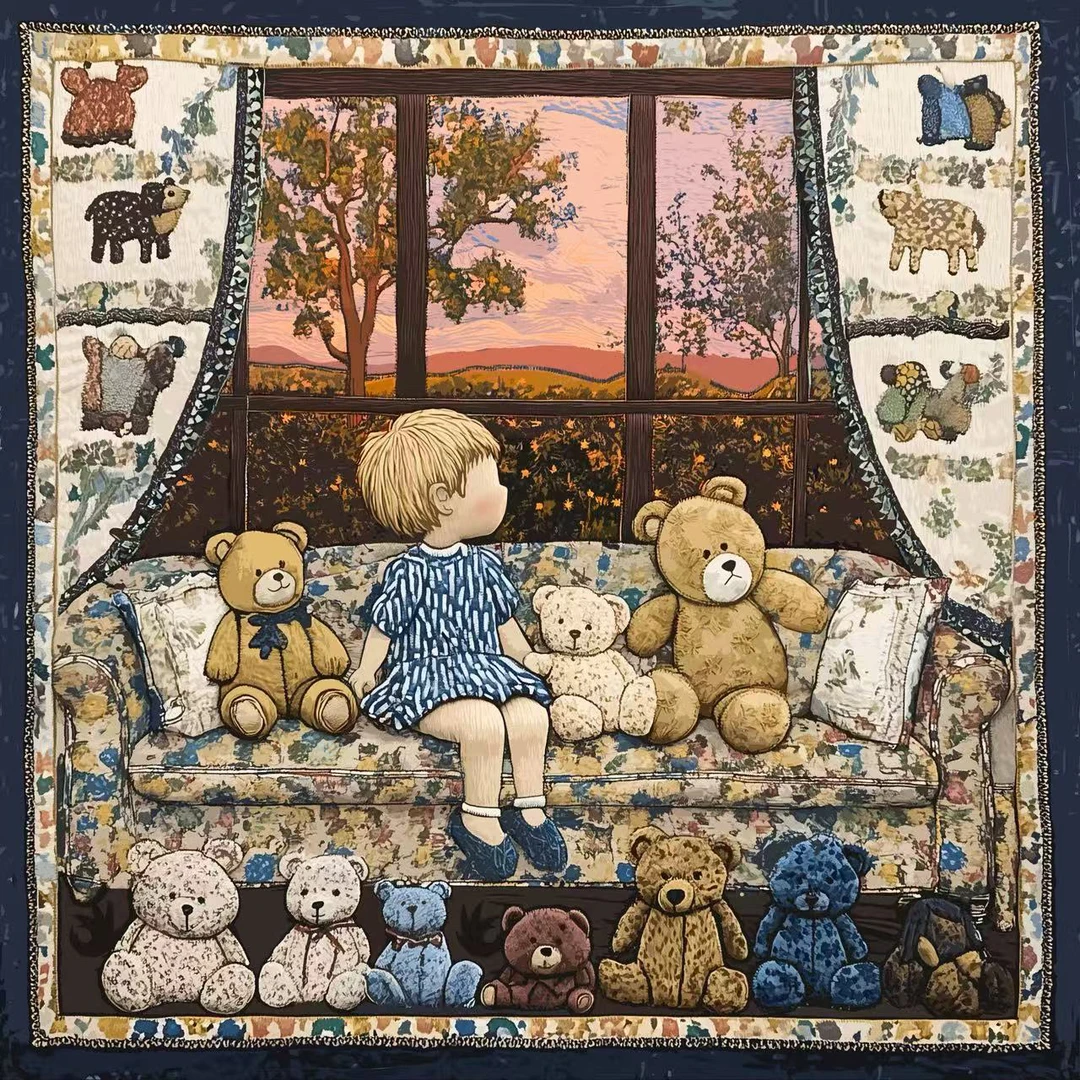 窗边小熊 双面桑蚕丝（18姆米）