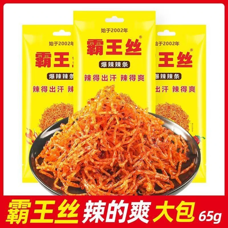 正品霸王丝爆辣辣条65g校园休闲零食独立包装解馋湖南平江辣条