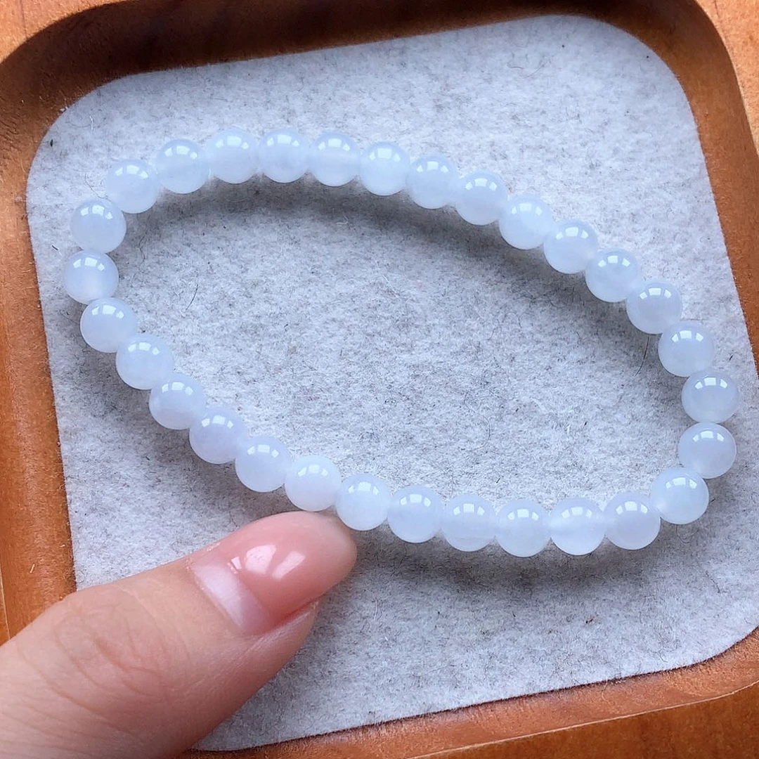 翡翠未镶嵌手串白月光6.0