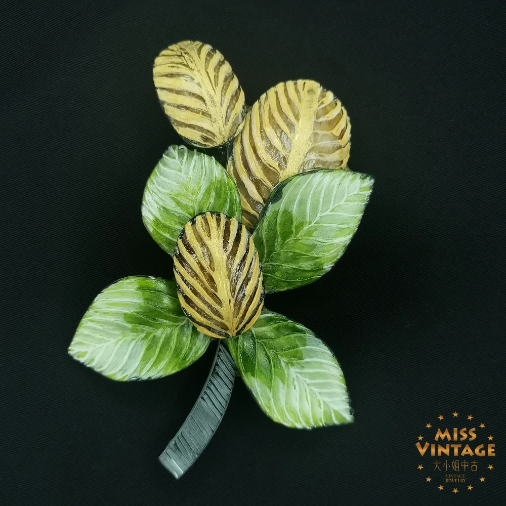 法国Cilea Paris手工定制枇杷花叶胸针[1ca-004]