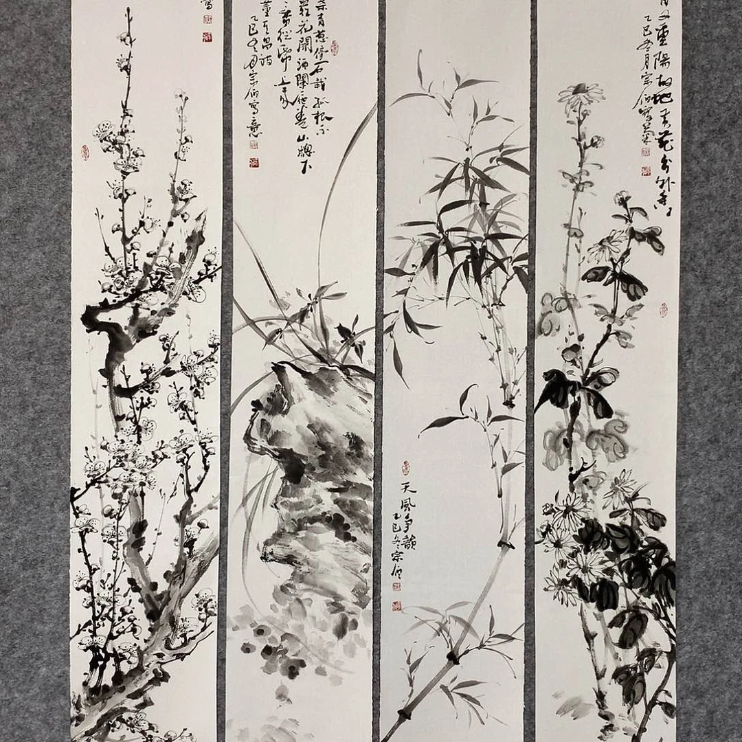 韩***牛国画花鸟作品写意