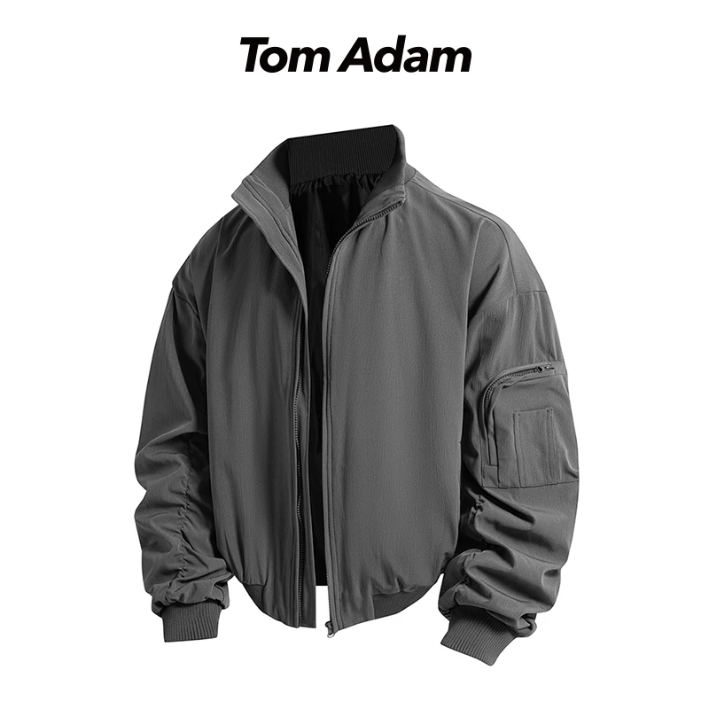 TOMADAM美式百搭高级复古夹克男款春秋宽松情侣工装飞行上衣外套