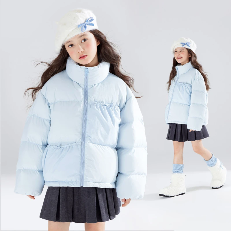 特氟龙三防面料蓝色羽绒服90白鸭绒高充绒女童面包服M44XY2832