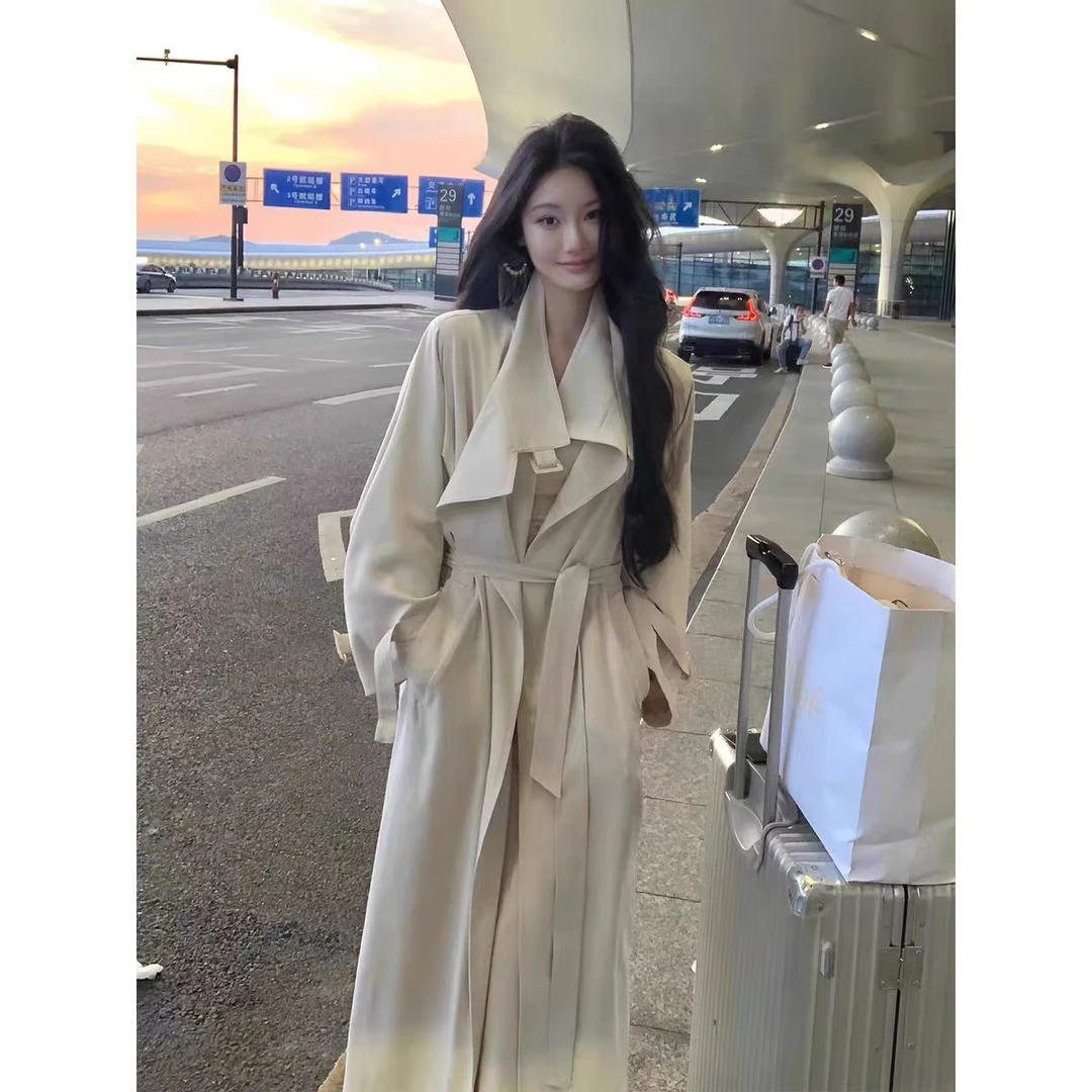 露丝风衣立领长款气质垂感风衣外套女氛围感春秋新款