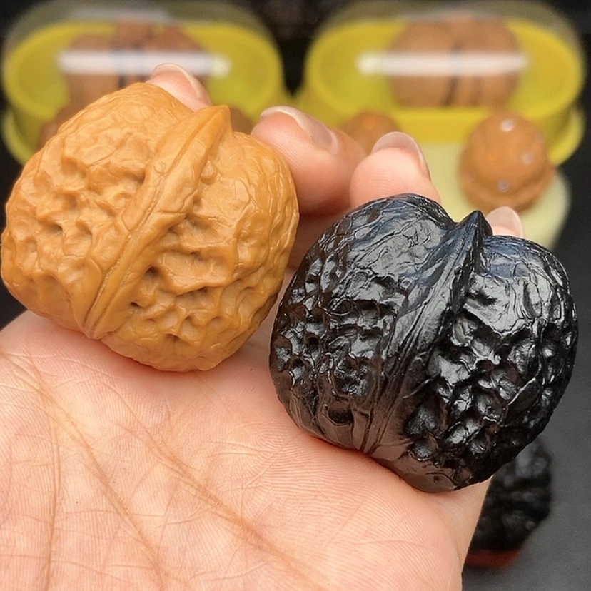 【闪购商品】文玩核桃把件38尺阴阳对帝王筋元宝