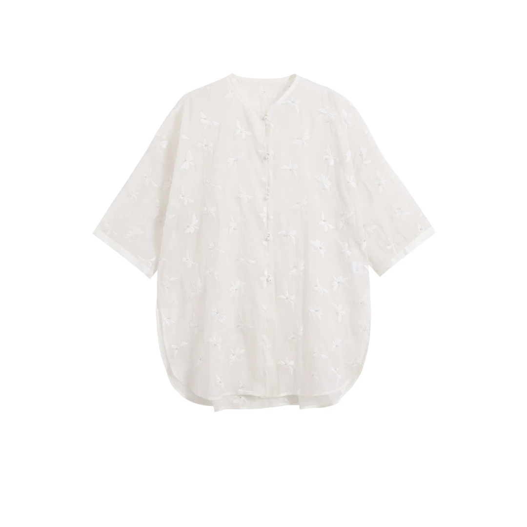 重工绣花夏季中式衬衫