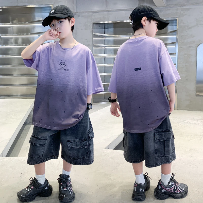 男童夏装套装酷帅炸街中大童2025新款工装短裤两件套男孩夏季短袖