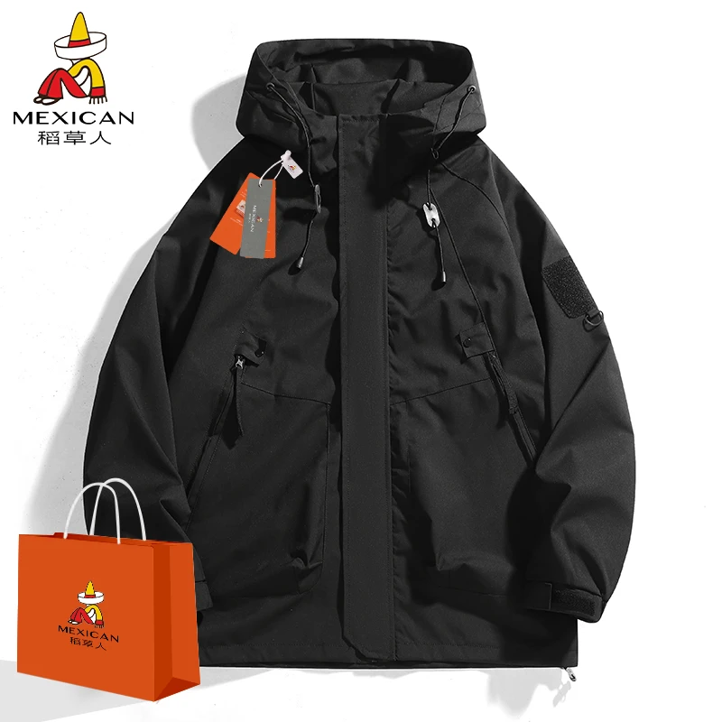 Mexican/稻草人外套男春秋新款青少年户外防风防水情侣款夹克外套