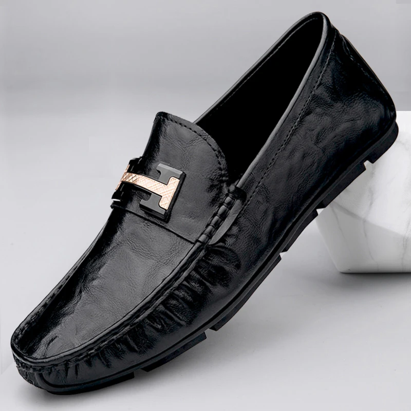 豆豆鞋男真皮透气软底开车鞋男士牛皮休闲鞋潮流百搭一脚蹬懒人鞋