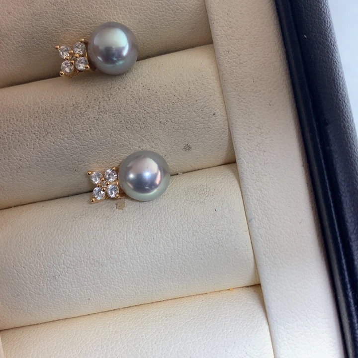 银S925镶嵌耳饰海水珍珠