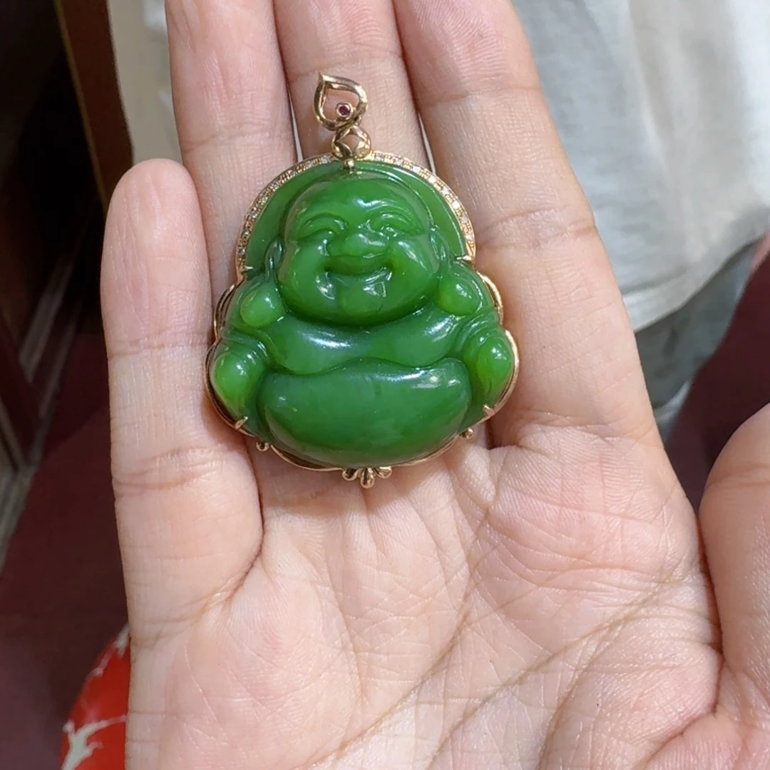 和田玉18K金镶嵌颈饰烁*多样性拍一发一