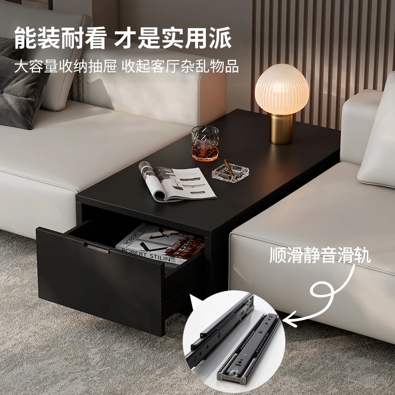 侘寂风沙发边几家用茶几夹缝中间储物柜客厅简约黑色扶手柜