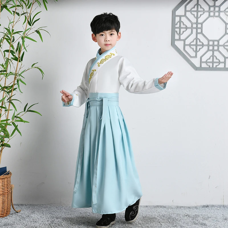 儿童古装汉服国学服男童唐装女童中国风书童表演服套装学生三字经