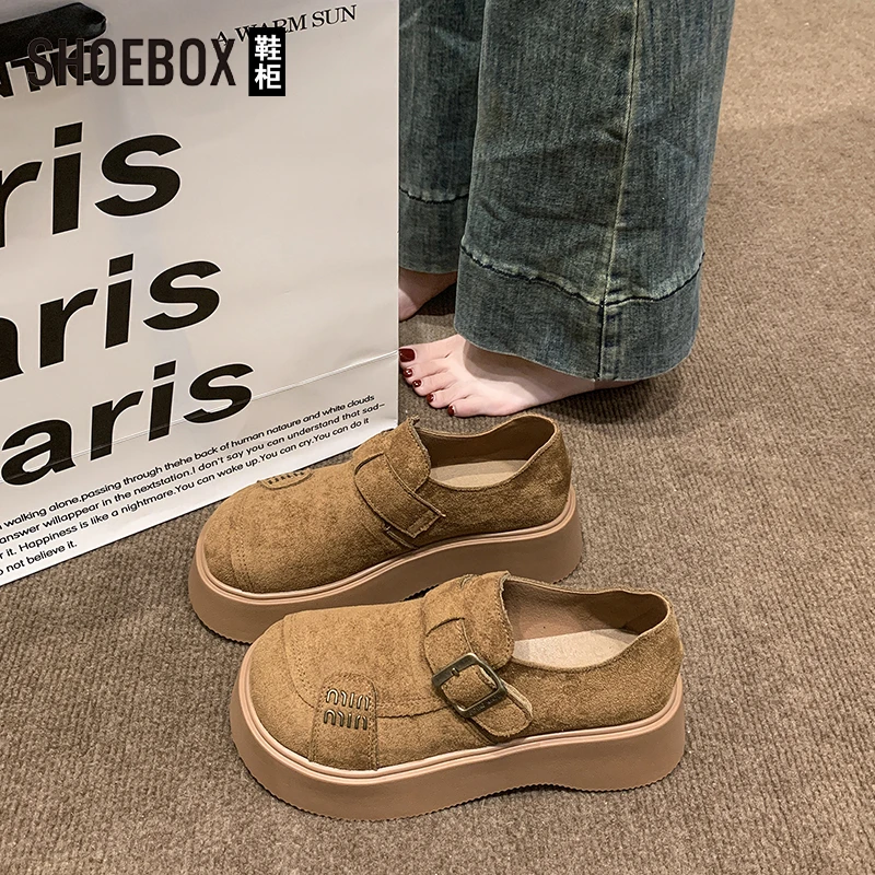 达芙妮集团旗下圆头松糕厚底勃肯鞋女鞋2025新款秋季一脚蹬单鞋子