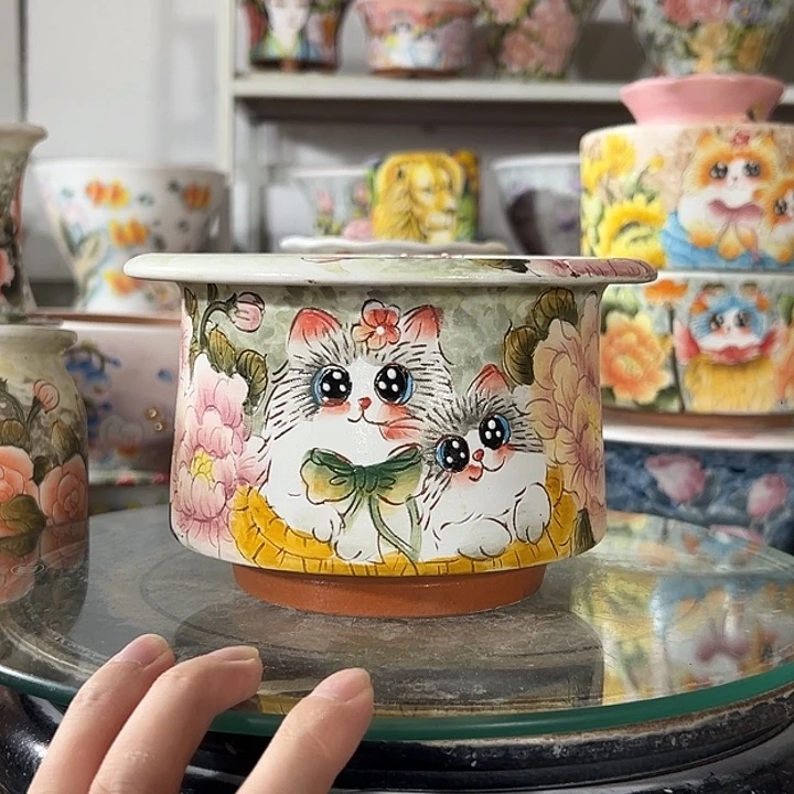 景德镇幸运花盆手绘盆