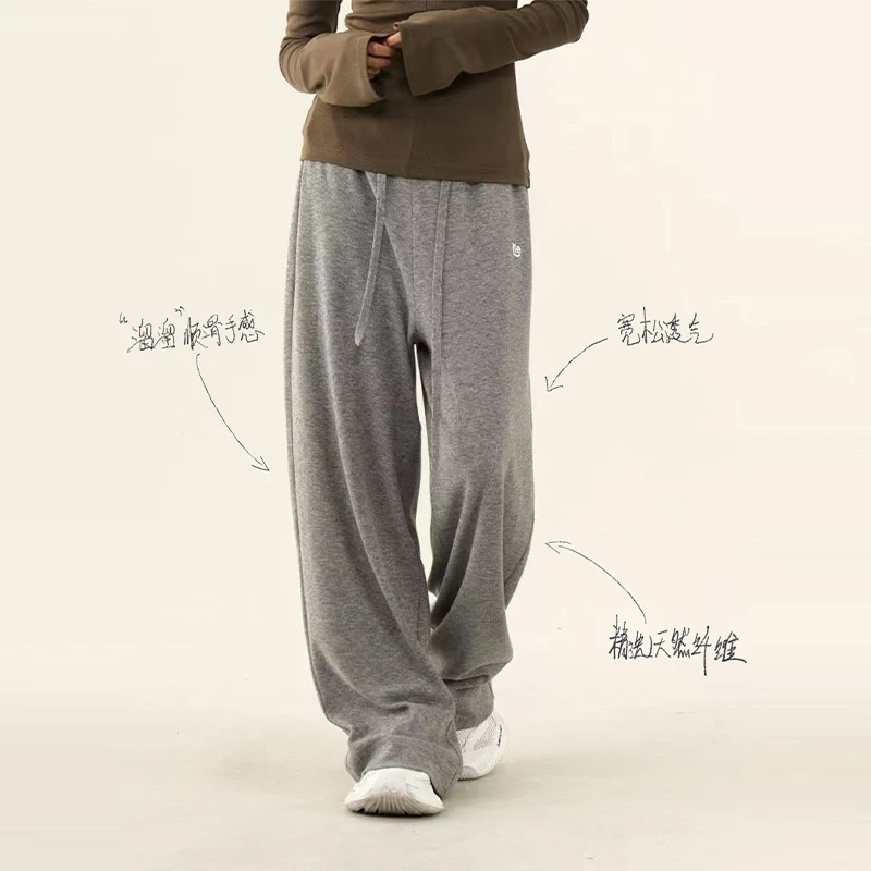 11E 夏季溜溜裤美式复古运动休闲长裤女垂感显瘦亲肤直筒裤