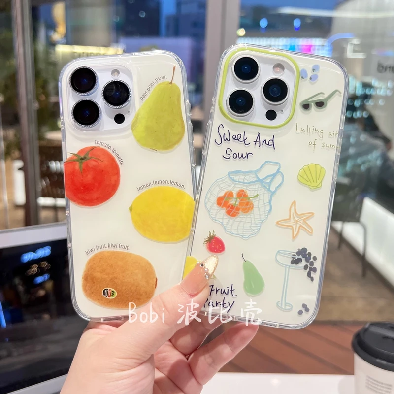 小众个性创意英文水果海星简约可爱适用苹果手机壳iphone16pro/15