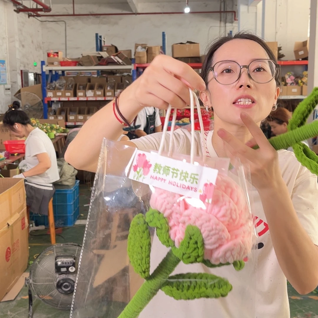 大号粉玫瑰礼物礼袋