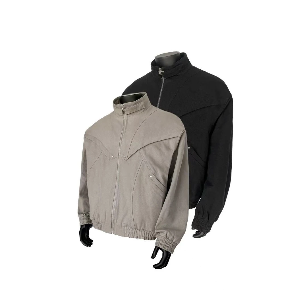 美式立体剪裁解构立领工装夹克男女宽松休闲cleanfit外套