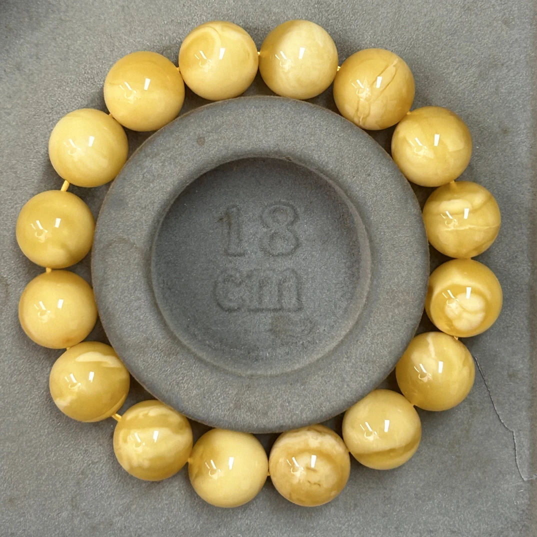 白花蜡圆珠手串13加23.23克