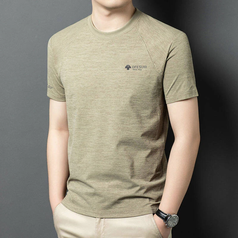 2025夏季男士短袖T恤圆领套头简约休闲男装宽松半袖上衣透气6607