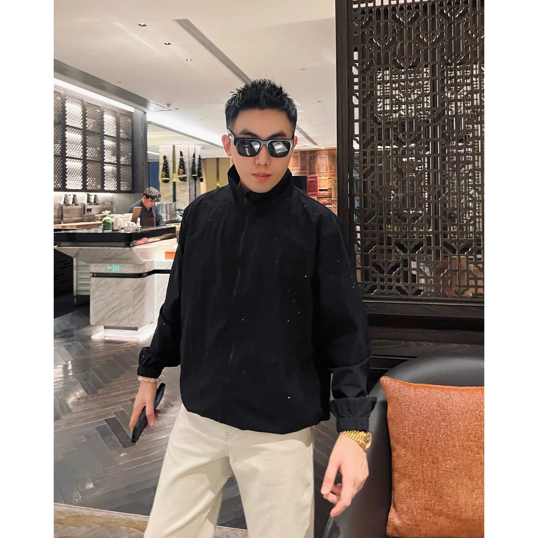 【闪钻外套】25秋季爆款户外烫钻冲锋衣夹克外套男士烫钻春季夹克