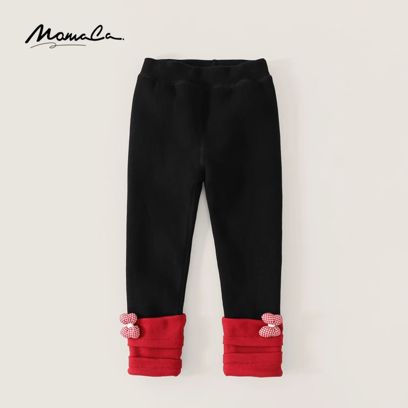 MOMOCO冬季新款女童时尚甜美拼接加绒打底裤75880360007