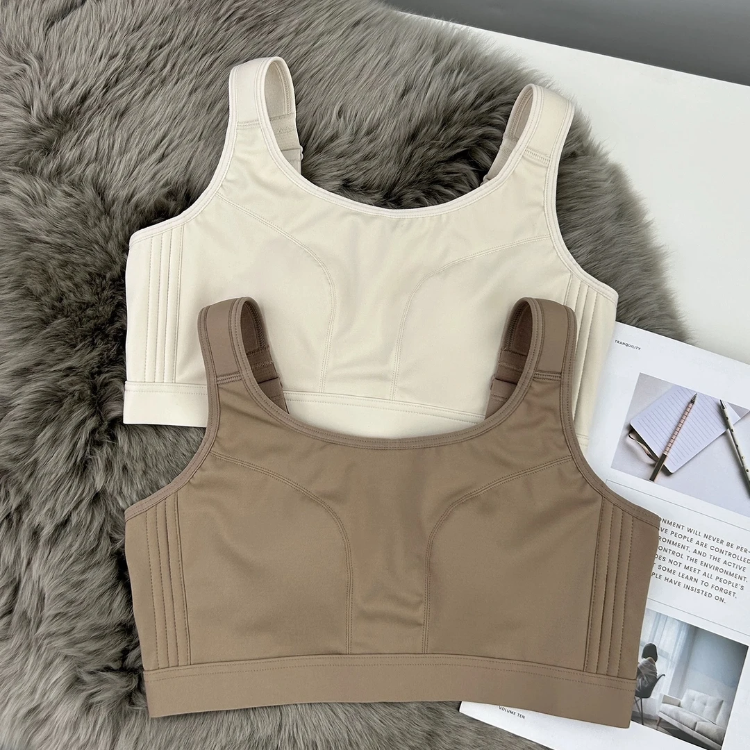 大胸显小显瘦无钢圈运动减震内衣光面无痕抹胸兔耳朵防走光束胸薄