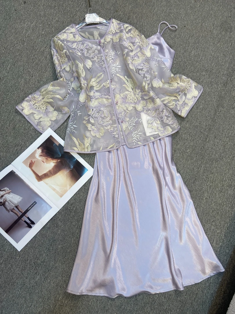 【南油二姐】新中式国风设计师款醋酸轻奢刺绣印花外套2568+8268