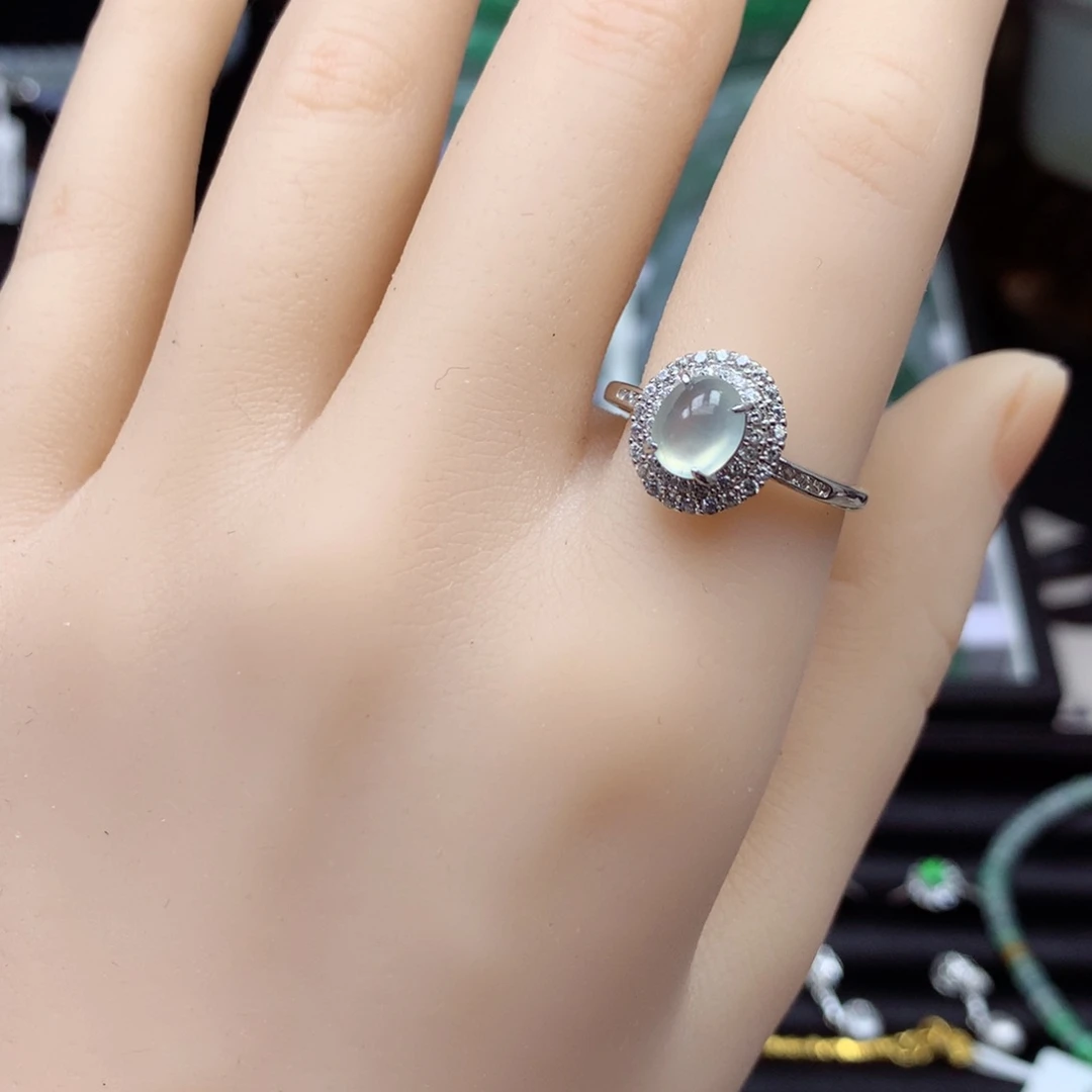 银S925镶嵌戒指翡翠缅甸翡翠