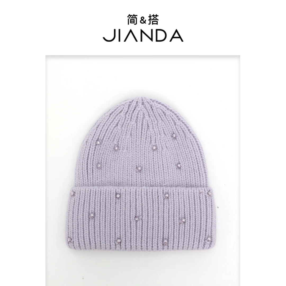 简&搭【千屿Sheila】钉珠含兔毛毛线帽254-MZ/1207-00241