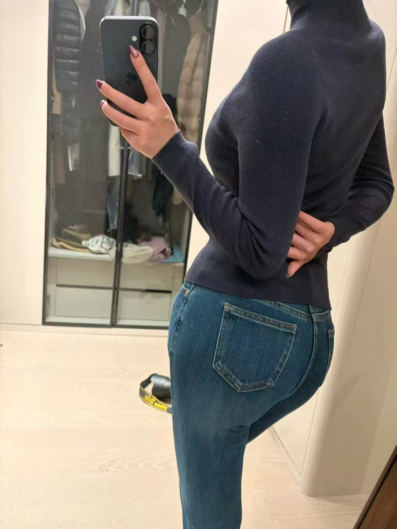 微喇牛仔裤女2025新款水洗中高腰显瘦弹力百搭休闲长裤拖地小个子